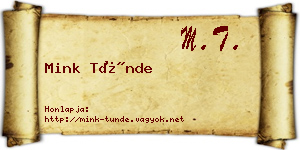 Mink Tünde névjegykártya